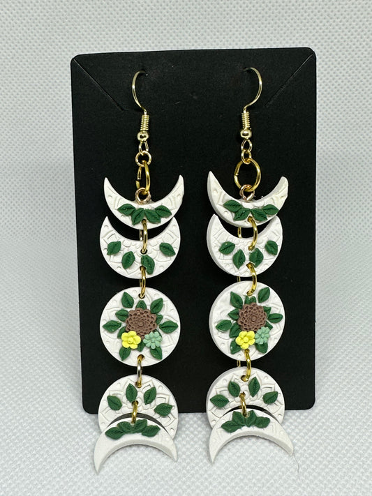 Floral Moon Phase Earrings