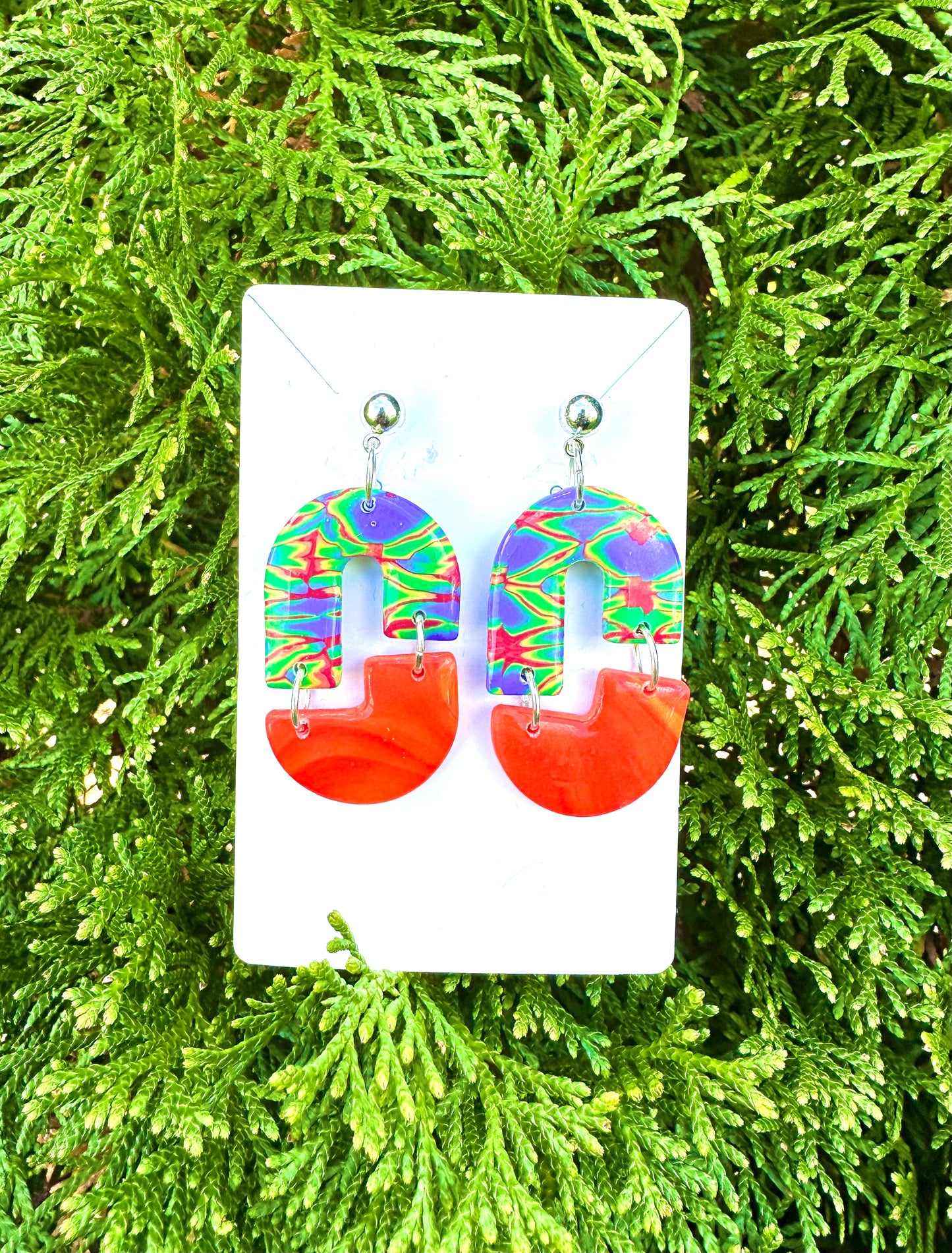 Tie dye Two Tone Dangle Earrings￼