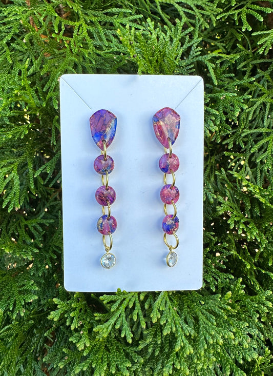 “Blurple” Circle Drop Stone Earrings