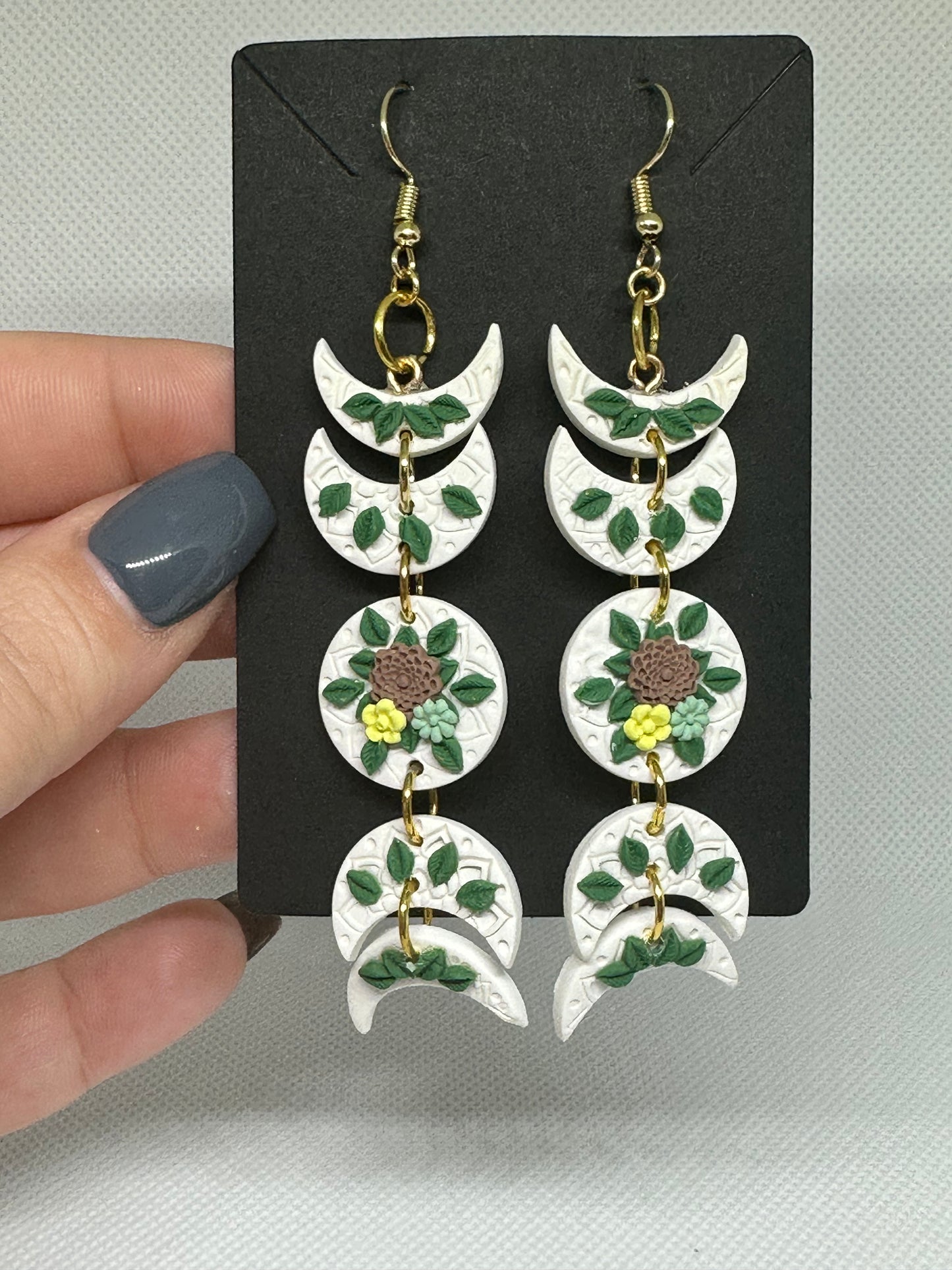 Floral Moon Phase Earrings