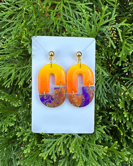 “C&C” Logo Inspired - Two Toned Dangle Earrings