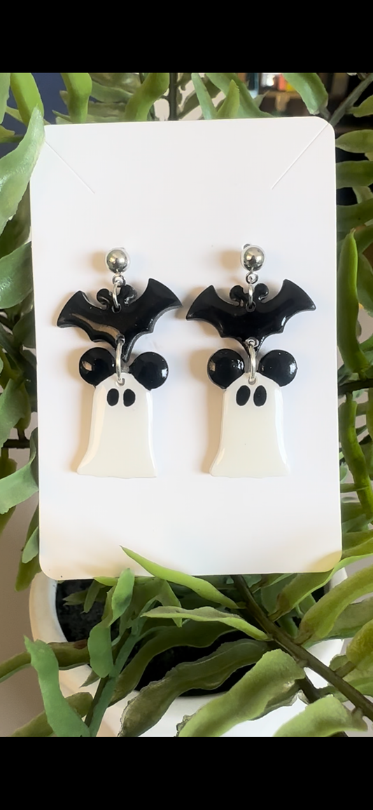 “Mickey Bat & Ghost” Dangle Earring