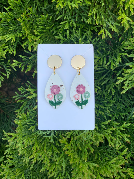 Floral Stud Dangle Earrings